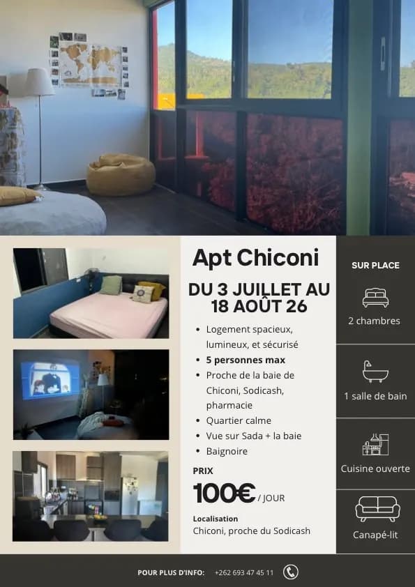 Photo de l'annonce : Location Juillet/Août — Chiconi (Immobilier)