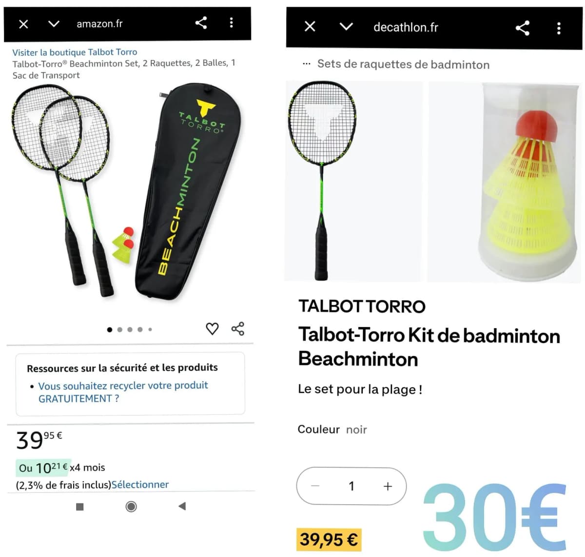 Photo de l'annonce : Set de jeu extérieur ou plage raquette de Badminton — Tsingoni (Loisirs)