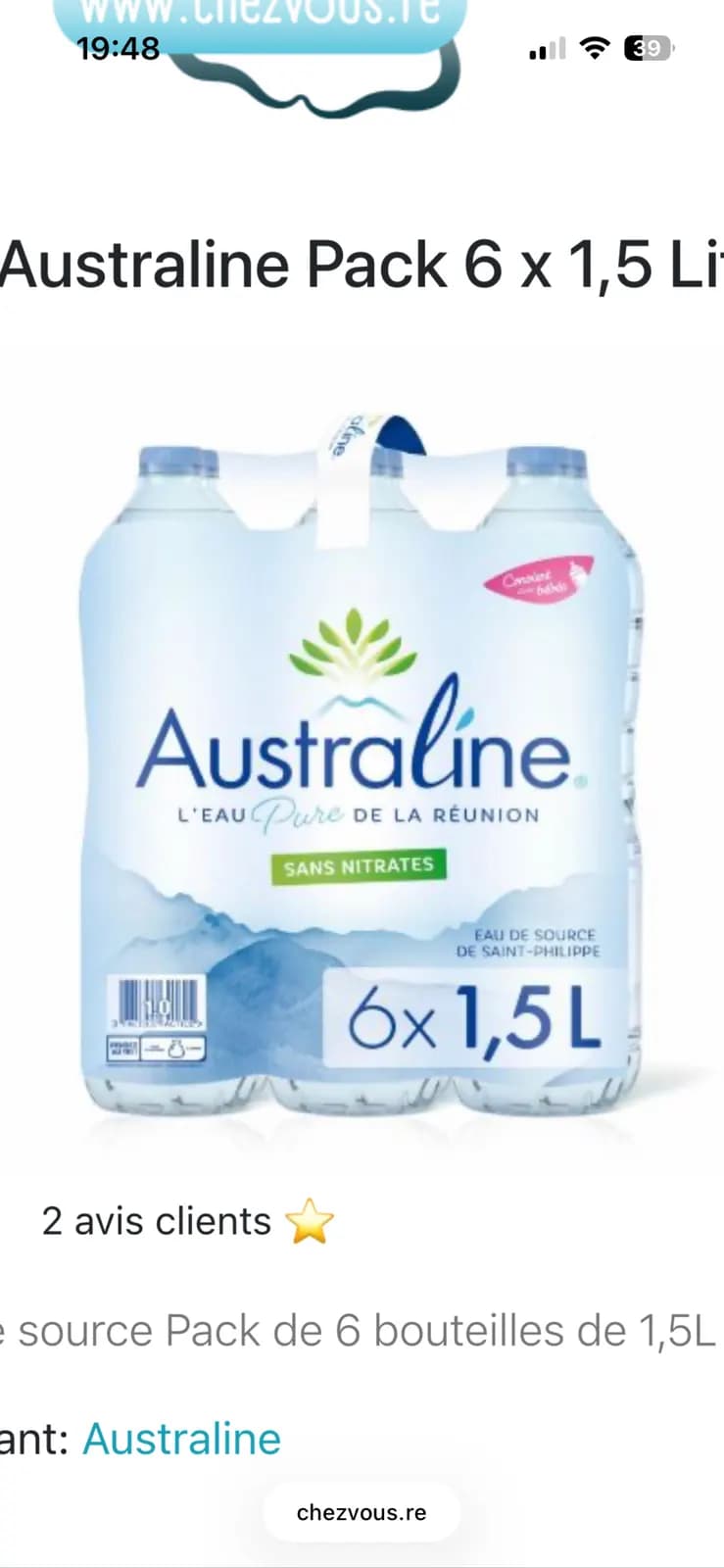 Photo de l'annonce : Pack d’eau — Mamoudzou · Mtsapéré (Alimentation)