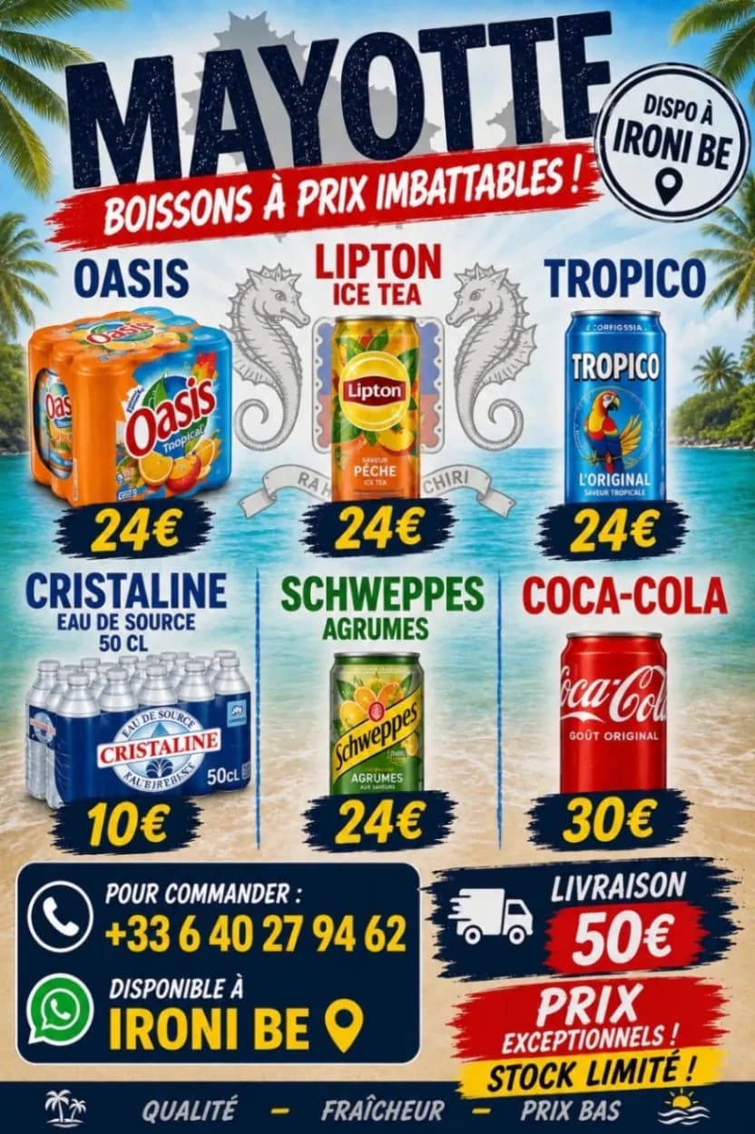Photo de l'annonce : Boissons — Mamoudzou (Alimentation)