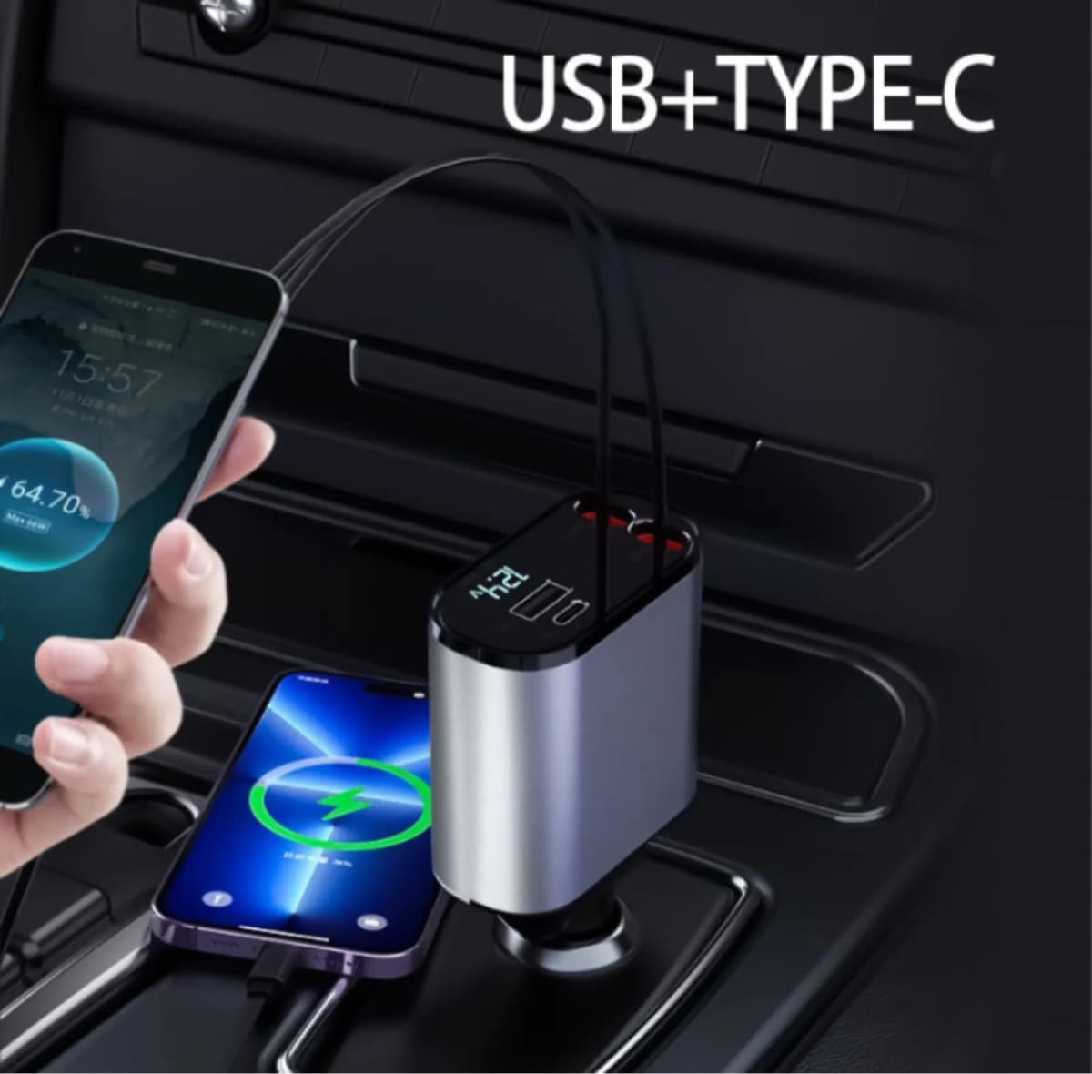 Photo de l'annonce : Chargeur pour Voiture avec Câbles Rétractables — Tsingoni (Multimédia)