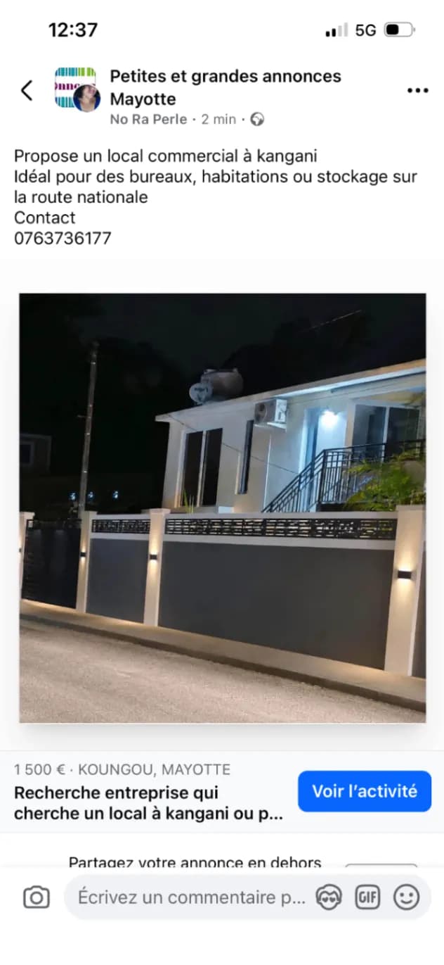 Photo de l'annonce : Location saisonnière minimum 1 semaine et un t4 longue durée — Koungou · Kangani (Maison)